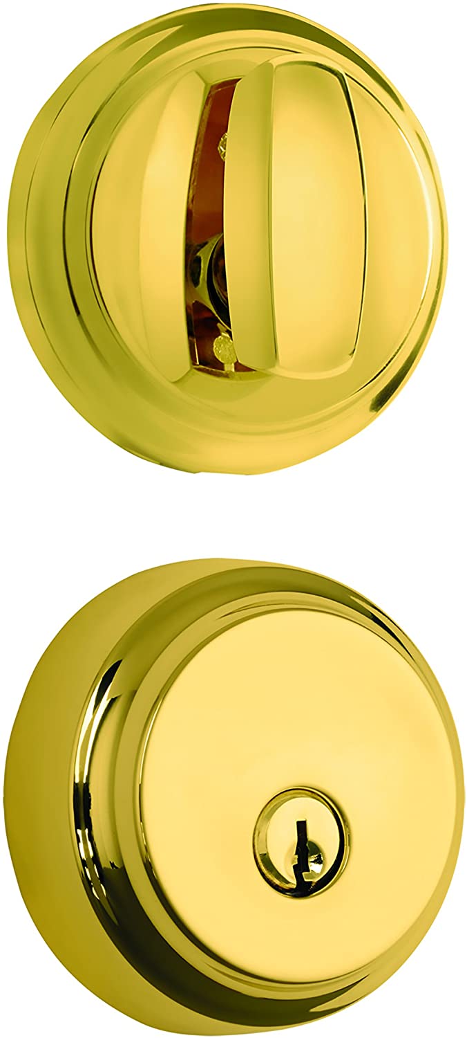 Brinks Push Pull Rotate Door Locks Almarrion Single Cylinder Deadbolt, Polished Brass, 23061-105
