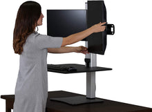 Load image into Gallery viewer, Victor DC400 High Rise Collection 1 Monitor Electric Sit Stand Desk Converter with Easy Tap Technology - Turn Your Desk into a Standing Desk with a Single Push of a Button