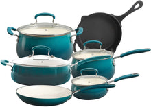 Load image into Gallery viewer, The Pioneer Woman Classic Belly 10-Piece Cookware Set, OCEAN TEAL