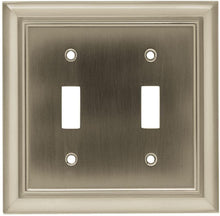 Load image into Gallery viewer, Architectural Decorative Double Switch Plate, Satin Nickel