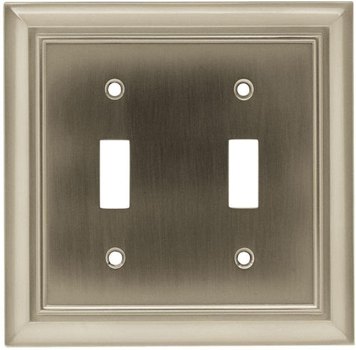 Architectural Decorative Double Switch Plate, Satin Nickel