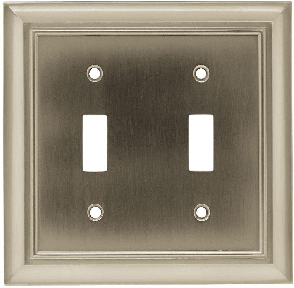 Architectural Decorative Double Switch Plate, Satin Nickel