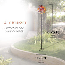 Load image into Gallery viewer, Alpine Corporation 75&quot; Tall Outdoor Dual Metal Rustic Garden Kinetic Wind Spinner Stake, Red and Orange
