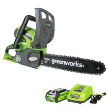 Load image into Gallery viewer, Greenworks 12-Inch 40V Cordless Chainsaw, 2.0 AH Battery Included 20262