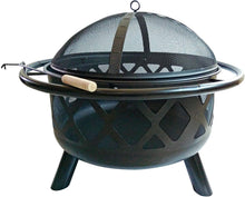 Load image into Gallery viewer, Peaktop CU296 Round Steel Wood Burning Fire Pits, 30.0", Black