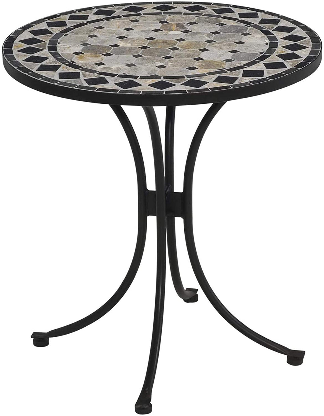 Home Styles Small Outdoor Bistro Table with Marble Tiles Design Table Top Constructed From Powder Coated Steel