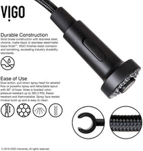 Load image into Gallery viewer, VIGO VG02001MB Edison Solid Brass Single Handle Pull Down Sprayer Kitchen Sink Faucet. Centerset Single Hole Faucet, Swivel Head Design. Plated Matte Black Finish