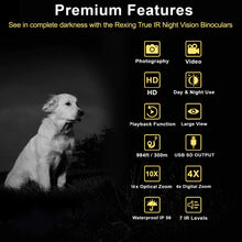 Load image into Gallery viewer, Rexing B1 Night Vision Goggles Binoculars with LCD Screen, Infrared (IR) Digital Camera, Dual Photo + Video Recording for Spotting, Hunting, Tracking up to 300 Meters