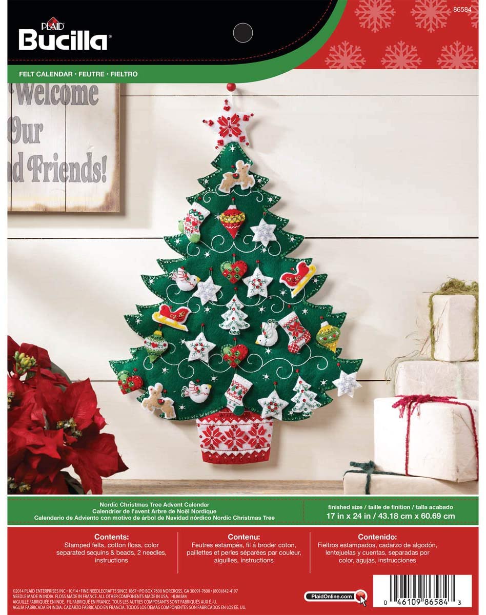 Bucilla Felt Applique Advent Calendar Kit, 17 by 24-Inch, 86584 Nordic Tree