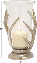Load image into Gallery viewer, Benzara Antique Colonial Elegant Aluminum Glass Hurricane