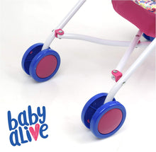 Load image into Gallery viewer, Baby Alive Doll Stroller with Retractable Canopy (D82091), Safety Harness for Baby Doll, Two-Toned Handle &amp; Wheels, Storage Basket, Fits Dolls up to 24 inches - Foldable for Easy Toy Storage, Age 3+
