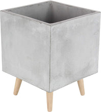 Load image into Gallery viewer, Deco 79 Fiber Clay and Wood Planter, Set of 2, Black/Light Brown, 15&quot; x 18&quot;