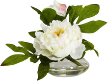 Load image into Gallery viewer, Nearly Natural 4789 Peony with Glass Vase Assorted, Set of 3