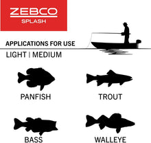 Load image into Gallery viewer, Zebco Splash Spinning Reel and Fishing Rod Combo, 6-Foot 2-Piece Fishing Pole, Size 20 Reel, Changeable Right- or Left-Hand Retrieve, Pre-Spooled with 8-Pound Zebco Line, Blue