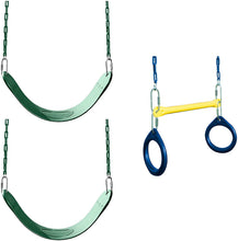 Load image into Gallery viewer, Swing-N-Slide WS 5100 2 Pack of Green Swing Seats with Ring/Trapeze Combo Swing Swing Set Refresher Bundle, Green