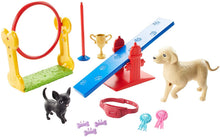 Load image into Gallery viewer, Ken Dog Trainer Playset with Doll, 2 Dog Figures, Hoop Ring, Balance Bar, Jumping Bar, Trophy and 2 Winner Ribbon