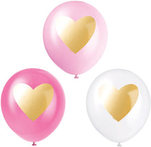 Load image into Gallery viewer, Unique 57080 Gold Heart Party Balloons, 6 Ct. 12"