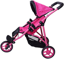 Load image into Gallery viewer, Precious Toys Jogger Hot Pink Doll Stroller, Black Foam Handles and Hot Pink Frame - 0129A