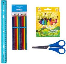 Load image into Gallery viewer, 17&quot; Assorted Backpacks with 52 Piece School Supply Kit - Bulk Case of 18 Wholesale Bookbags and Kits