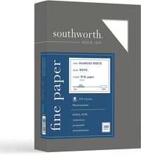 Load image into Gallery viewer, Southworth Diamond White Business Paper, White, 24 Pounds, 500 Count (31-224-10)