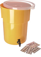 Load image into Gallery viewer, Carlisle 221004 Polyethylene Round Beverage Dispenser, 5 gal. Capacity, 12.37&quot; Dia. x 15.43&quot; H, Yellow
