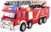 Load image into Gallery viewer, Fire Truck Toy Rescue with Shooting Water, Lights and Sirens Sounds, Extending Ladder and Water Pump Hose to Shoot Water, Bump and Go Action by Vokodo