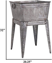 Load image into Gallery viewer, Benzara Multi-Functional Galvanized Metal Tub, Gray