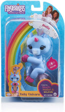 Load image into Gallery viewer, Fingerlings Baby Unicorn - Stella (Periwinkle Blue with Rainbow Mane &amp; Tail) - Friendly Interactive Toy by WowWee, One Size
