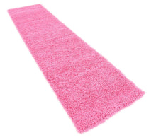 Load image into Gallery viewer, Unique Loom Solo Solid Shag Collection Modern Plush Taffy Pink Runner Rug (3' x 10')