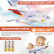 Load image into Gallery viewer, Toysery Airplane Toys for Kids with Bump and Go Action - Airbus A380 Toy Planes for Boys and Girls with Flashing Lights, Real Jet Sound, 3 AA Batteries Included