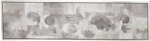 Load image into Gallery viewer, CosmoLiving by Cosmopolitan 60073 Large Rectangular Gray, Black &amp; White Abstract Circles Contemporary Painting in Silver Frame | 70” x 20”
