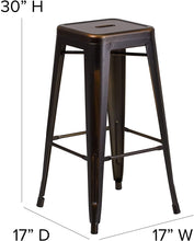Load image into Gallery viewer, Flash Furniture Stackable Industrial Metal Backless Bar Stool in Distressed Copper