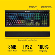 Load image into Gallery viewer, Corsair K68 RGB Mechanical Gaming Keyboard, Backlit RGB LED, Dust and Spill Resistant - Linear &amp; Quiet - Cherry MX Red