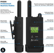 Load image into Gallery viewer, COBRA PX500 Pro Business Walkie Talkies - One Watt, Rechargeable, Long Range Two-Way Radio Set with VOX (8 Pack: Includes (8) GA-SV01 Headsets)