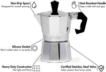 Load image into Gallery viewer, Primula Aluminum Espresso Maker - Aluminum - For Bold, Full Body Espresso – Easy to Use – Makes 1 Cup