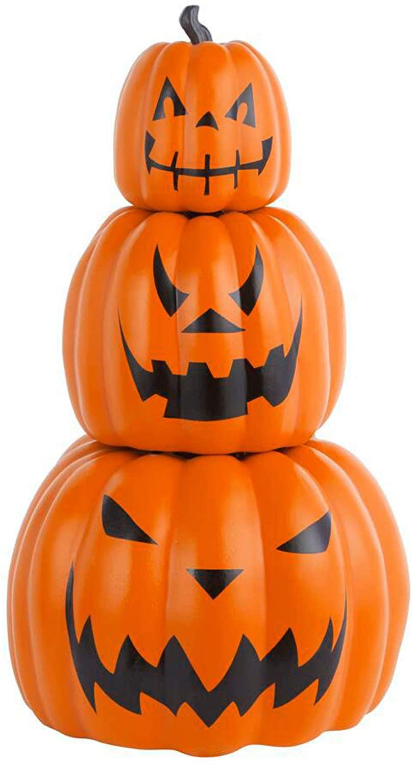 Home Accents Holiday Halloween Decor Jack-O-Lanterns 26.5 in. Stackable 3-Piece