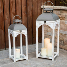 Load image into Gallery viewer, Glitzhome Mondern Farmhouse Wooden Lantern Hanging Decorative Candle Lantern for Outdoor &amp; Indoor