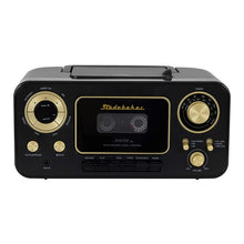 Load image into Gallery viewer, Studebaker SB2135WG Portable CD Player with AM/FM Radio and Cassette Player/Recorder in White and Gold