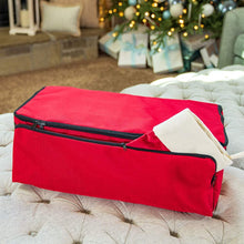 Load image into Gallery viewer, [Red Christmas Ornament Storage Box with Dividers] - (Holds 72 Ornaments up to 3 Inches in Diameter) | Acid-Free Removable Trays with Separators | Extra Front and Side Pockets for Additional Storage