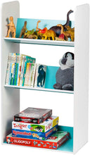 Load image into Gallery viewer, IRIS 3-Tier Tilted Shelf Book Rack, Blue and White