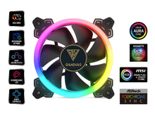 Load image into Gallery viewer, GAMDIAS RGB Case Fan 120mm Dual Light Loop Motherboard Sync with Remote Control Color - Five Fan Pack Cooling Aeolus M1-1205R