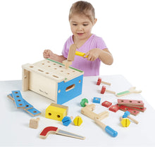 Load image into Gallery viewer, Melissa &amp; Doug Hammer and Saw Tool Bench - Wooden Building Set (32 pcs)