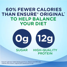 Load image into Gallery viewer, Ensure Light Nutrition Shake, 12g of high-quality protein, 0g Sugar, 2g Fat, Vanilla, 8 fl oz, 24 Count
