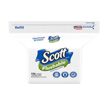 Load image into Gallery viewer, Scott Flushable Wipes, Fragrance-Free, Refill bag with 170 Wipes Total