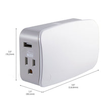 Load image into Gallery viewer, GE Enbrighten Z-Wave Plus Smart Plug with 2 USB Ports (3.4A Shared), 2 Individually Controlled Outlets, On/Off Switch, Zwave Hub Required, Works with SmartThings Wink &amp; Alexa, 28177, White