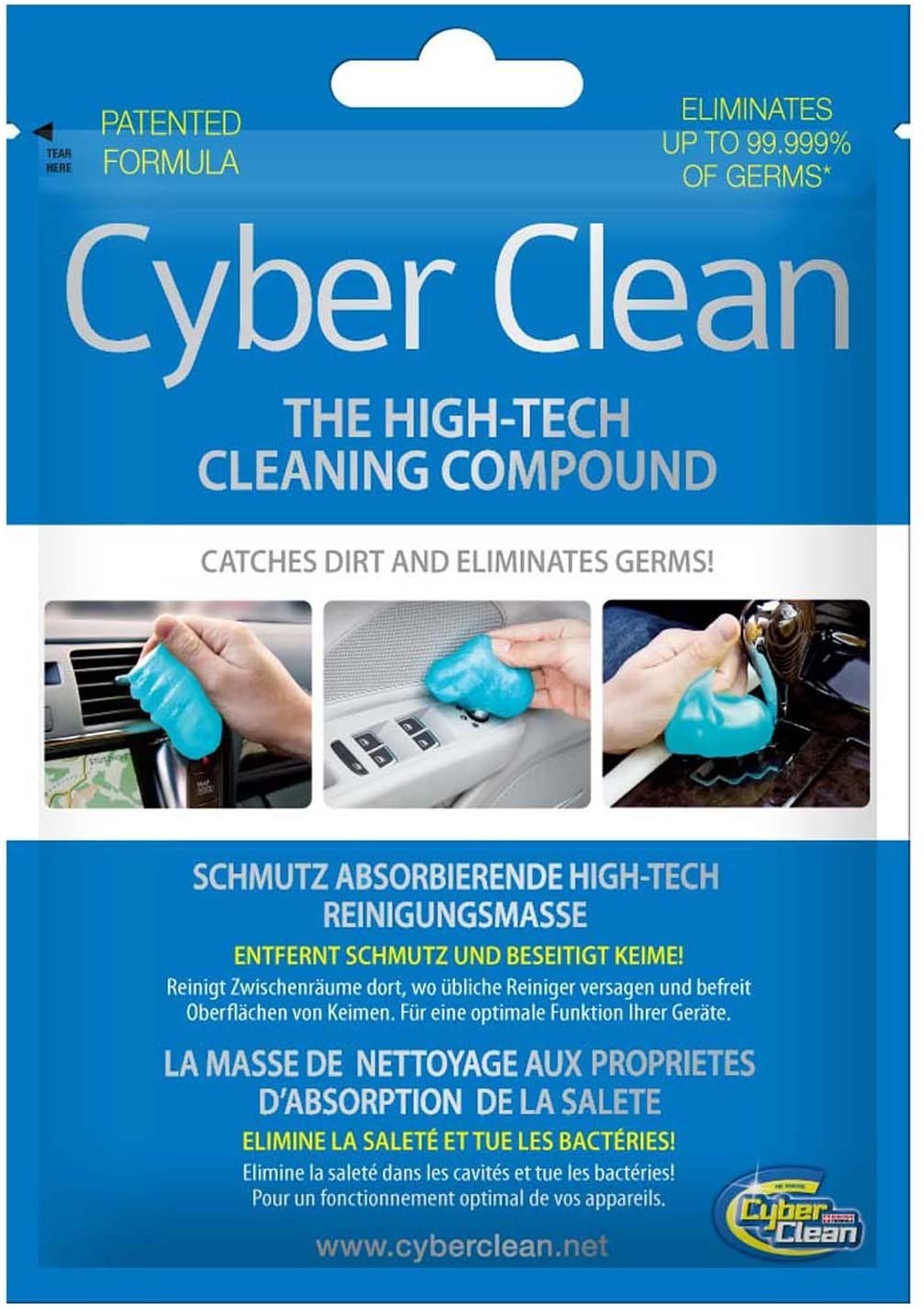 Cyber Clean Car Interior Detailer Zip Bag, 2.82 Ounce (80 Grams), Pack of 3