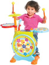 Load image into Gallery viewer, Best Choice Products Kids Electronic Toy Drum Set w/ Mic, Stool, Drumsticks, Multicolor
