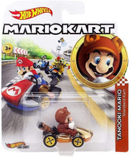 Load image into Gallery viewer, Hot Wheels Nintendo Premium Mario Kart Tanooki Mario Diecast Standard Kart