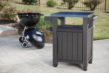 Load image into Gallery viewer, KETER Unity Portable Outdoor Table with Storage Cabinet and Stainless Steel Top