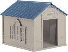 Load image into Gallery viewer, Suncast Outdoor Dog House with Door - Water Resistant and Attractive for Small to Large Sized Dogs - Easy to Assemble - Perfect for Backyards
